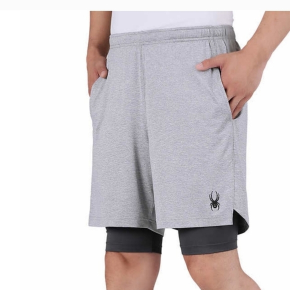 Spyder ProWeb Active 2 in 1 Quick-Dry Stretch Athletic Shorts M Breathable - Picture 1 of 10